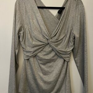 Donna Karan Silver Long Sleeve Top